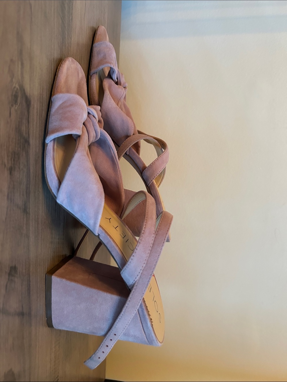 Suede lavender Knot Block Heel Sandals